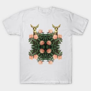 Deers Retro Vintage Floral Pattern T-Shirt